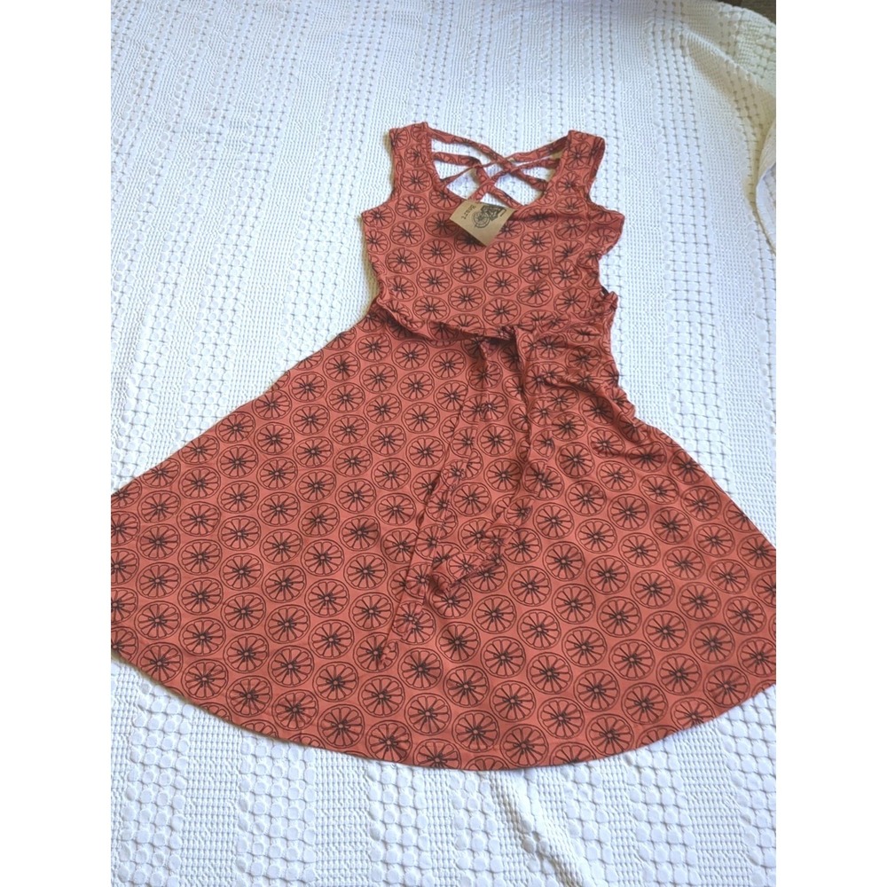 NWT Effie's Heart The Road Trip Sun Dress Racer Back Burnt Orange Black Small